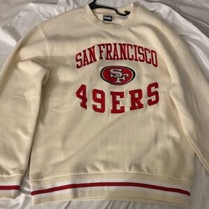San Francisco 49ers Cream Crewneck Pullover with Red Logo